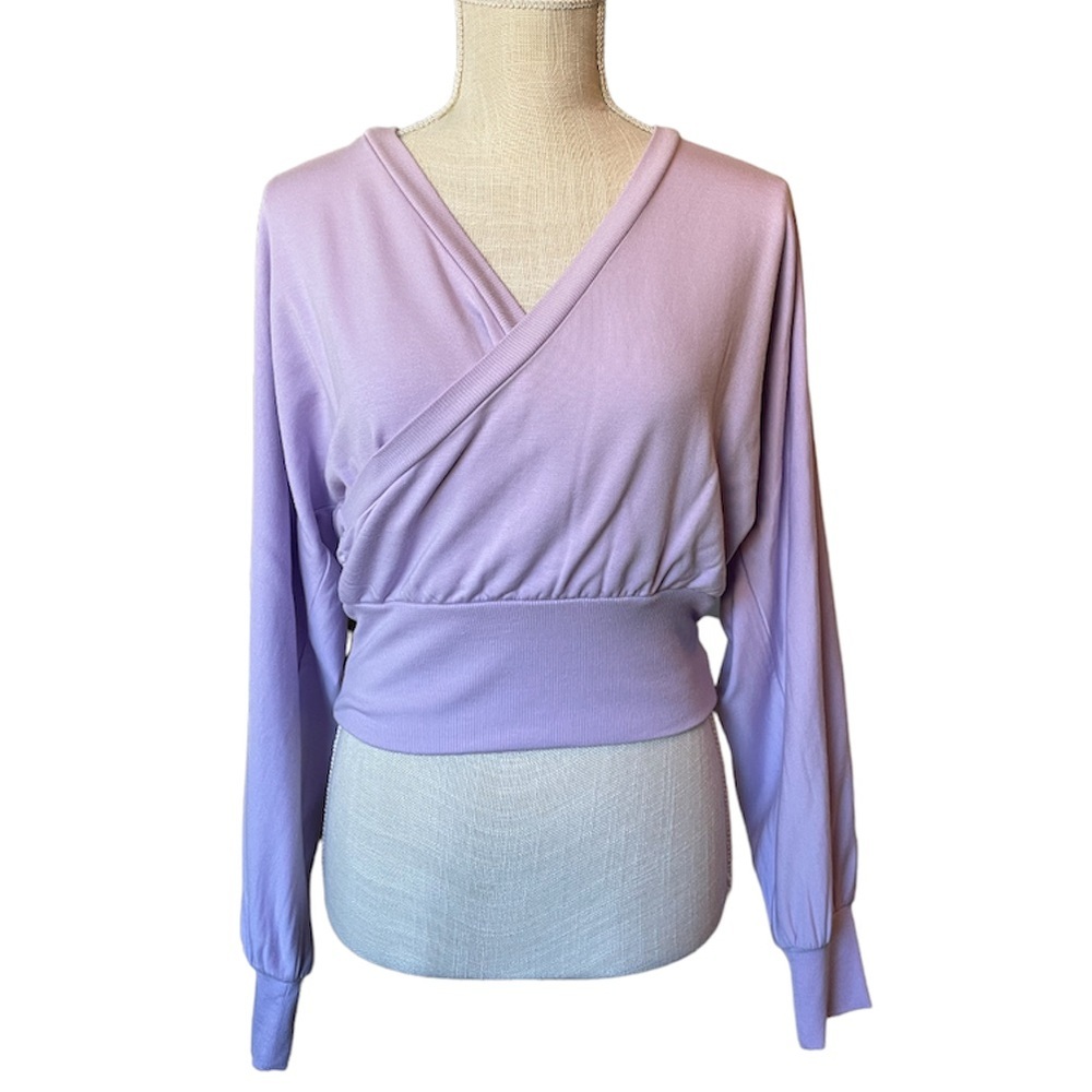 EXPRESS Solid Wrap Front Sweatshirt - Picture 2 of 9